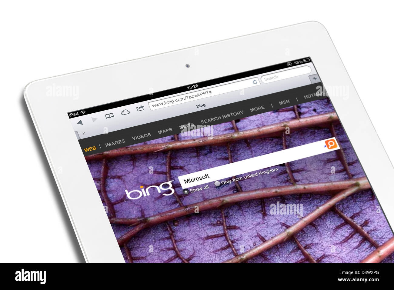 Ricerca con bing vista su una quarta generazione di iPad Foto Stock