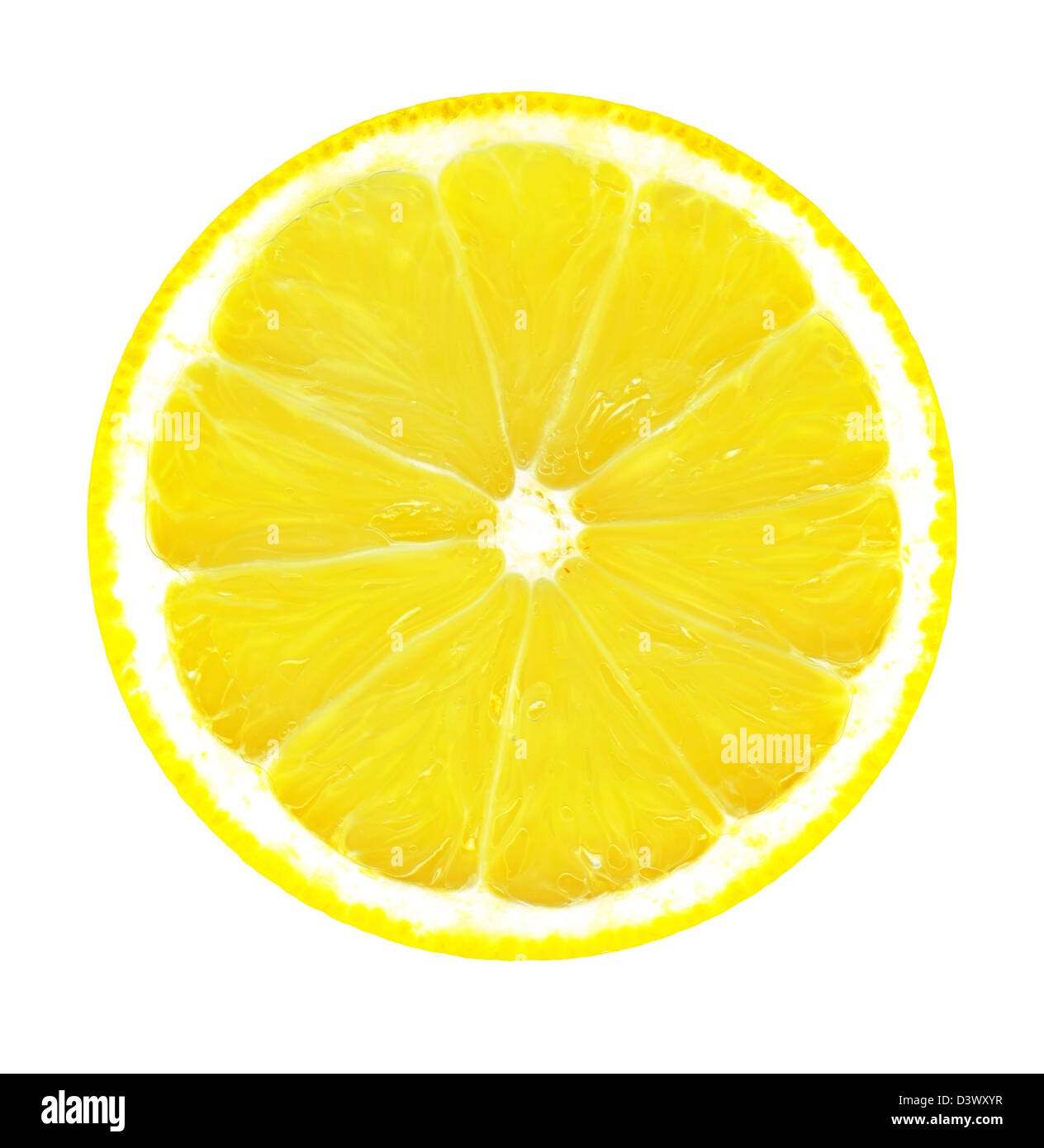 Grande fetta di limone fresco isolato su sfondo bianco Foto Stock