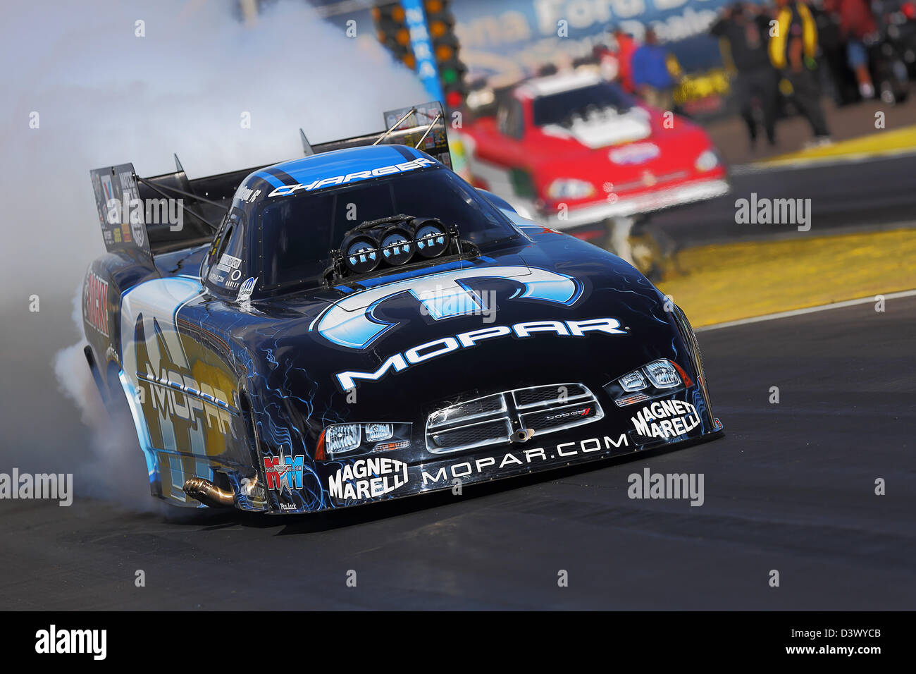 Chandler, Arizona, Stati Uniti. 24 febbraio 2013. Matt Hagan durante il NHRA Arizona cittadini - Mello Yello Drag racing serie finale di manche eliminatorie a Firebird International Raceway di Chandler, Arizona. Credit: Azione Plus immagini di Sport / Alamy Live News Foto Stock