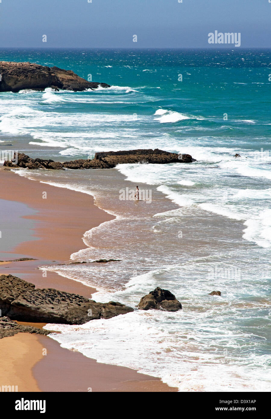 Praia da Cresmina ( parte della spiaggia di Guincho), Cascais, costa di Lisbona, Portogallo Foto Stock