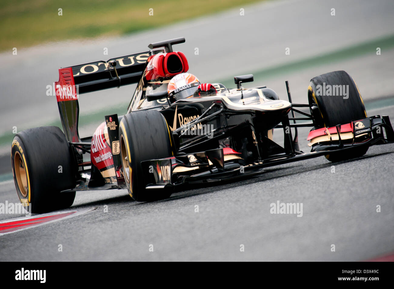 Romain Grosjean (FRA), Lotus F1 Team-Renault E21, Formula 1 sessioni di collaudo del Circuito de Catalunya, Barcelona, Spagna, Febbraio 2013 Foto Stock