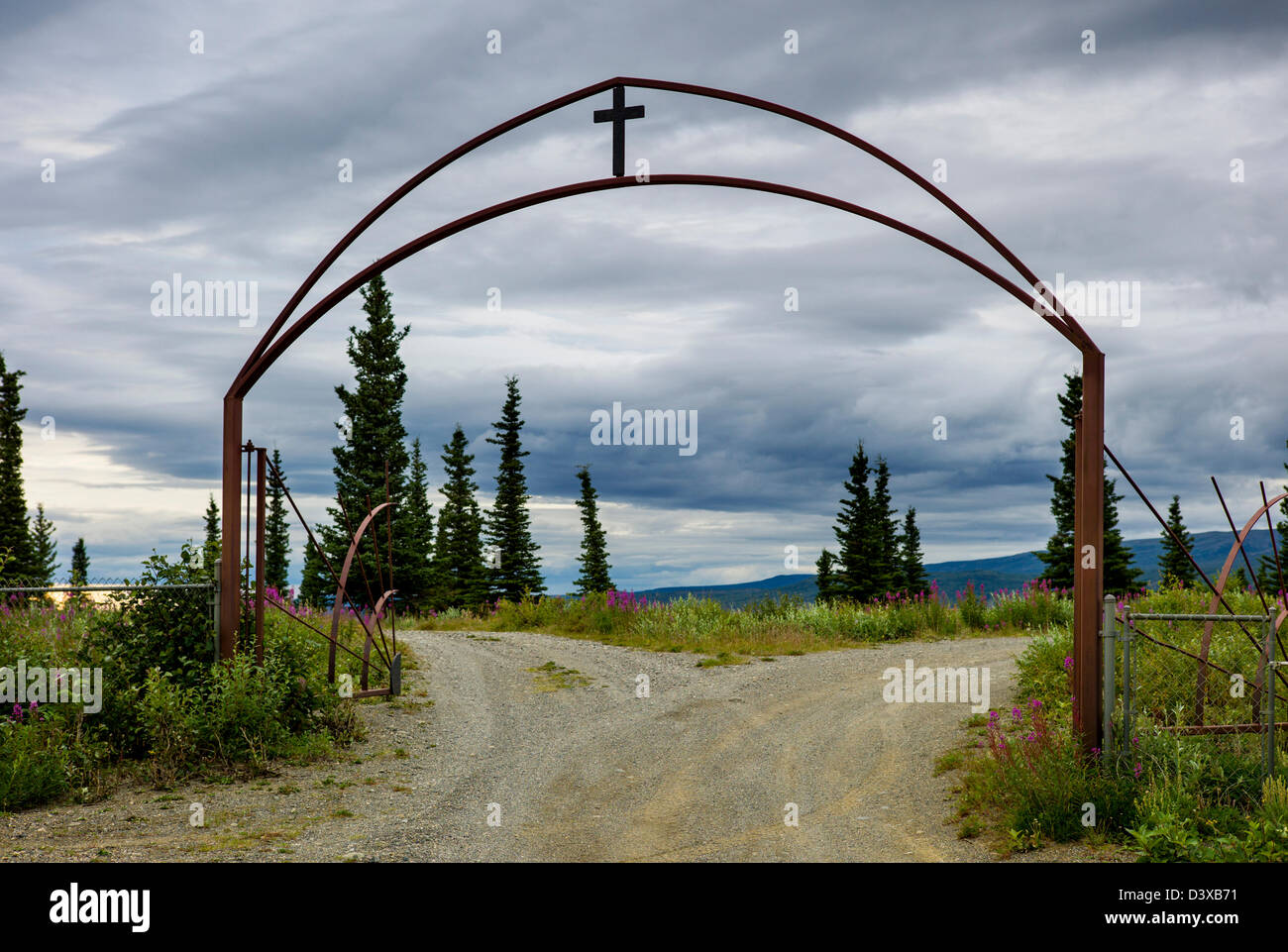 Valley View Memorial Cemetery fuori dell'autostrada 3, George Parks Highway, vicino al Parco Nazionale di Denali, Healy, Alaska, STATI UNITI D'AMERICA Foto Stock