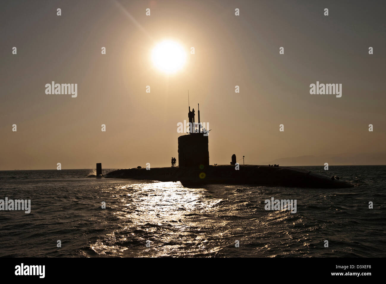 Sommergibile nucleare HMS talento al tramonto, Egitto Foto Stock