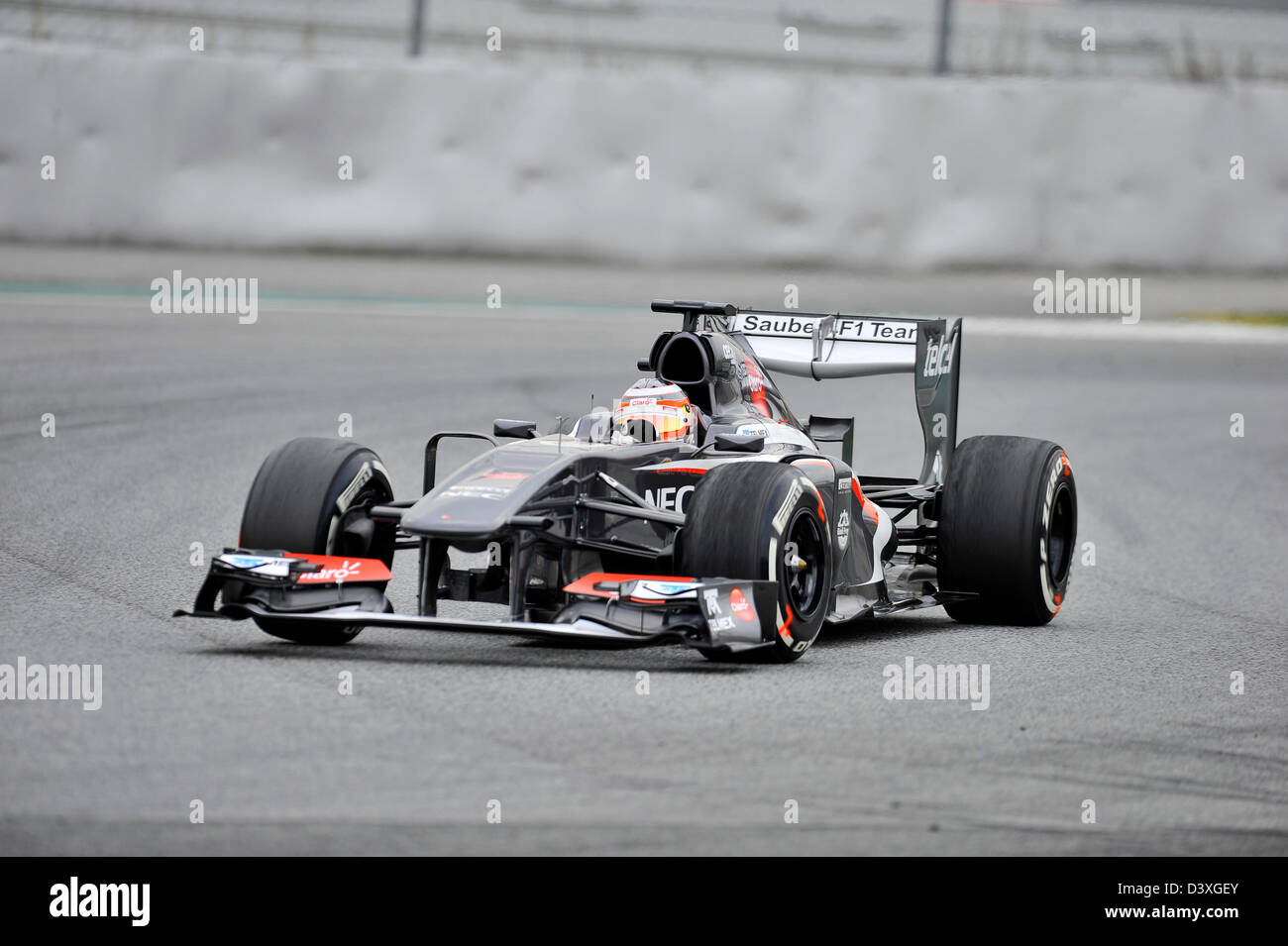 Nico Hülkenberg (Huelkenberg), Sauber C32 durante la Formula Uno prove sul Circuito de Catalunya racetrack vicino a Barcelona, Spagna in Fe Foto Stock