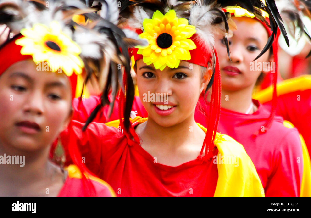 Panagbenga street dancing a Baguio City, Filippine Foto Stock