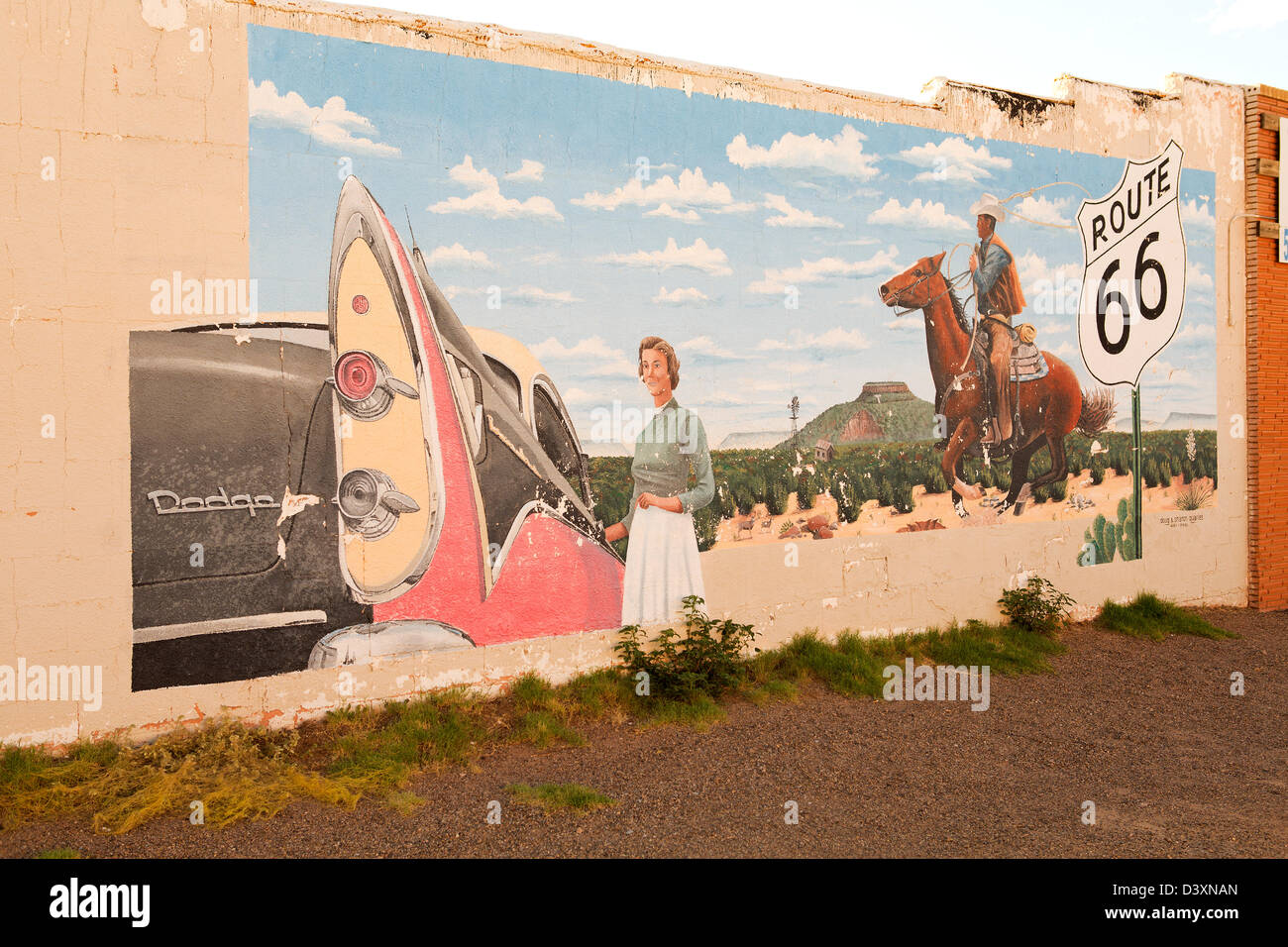 Dipinti murali di route 66 Tucumcari,NM Foto Stock