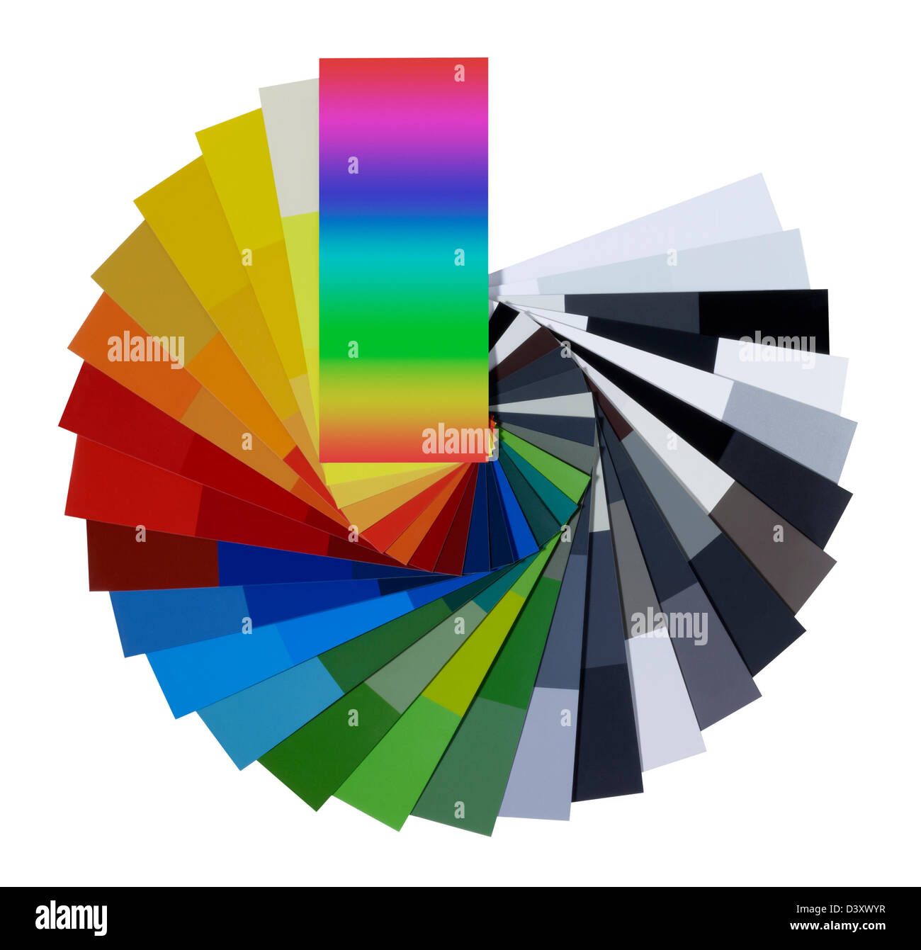 Studio fotografico di stendere i colori grafico isolato su bianco Foto Stock