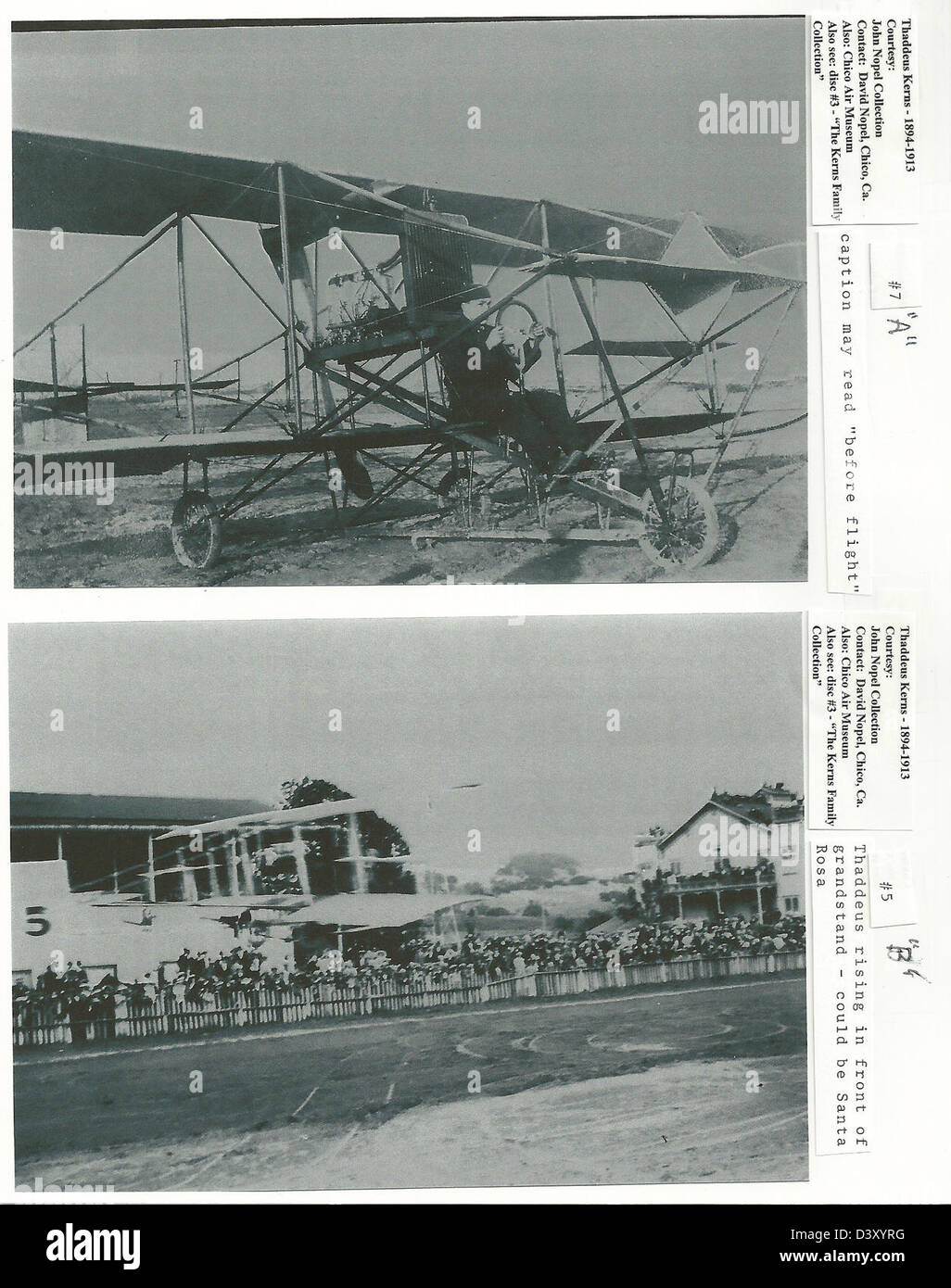Una fotografia del velivolo "Rising", parte della collezione al Chico Air Museum, che mostra la storia dell'aviazione e gli sforzi di conservazione in questo museo. Thaddeus Kerns è noto per il suo contributo alla fotografia aerea. Foto Stock