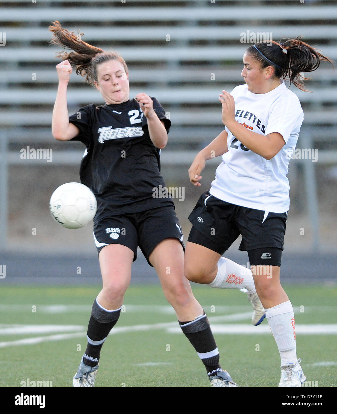 High School girl's soccer azione in CT STATI UNITI D'AMERICA Foto Stock