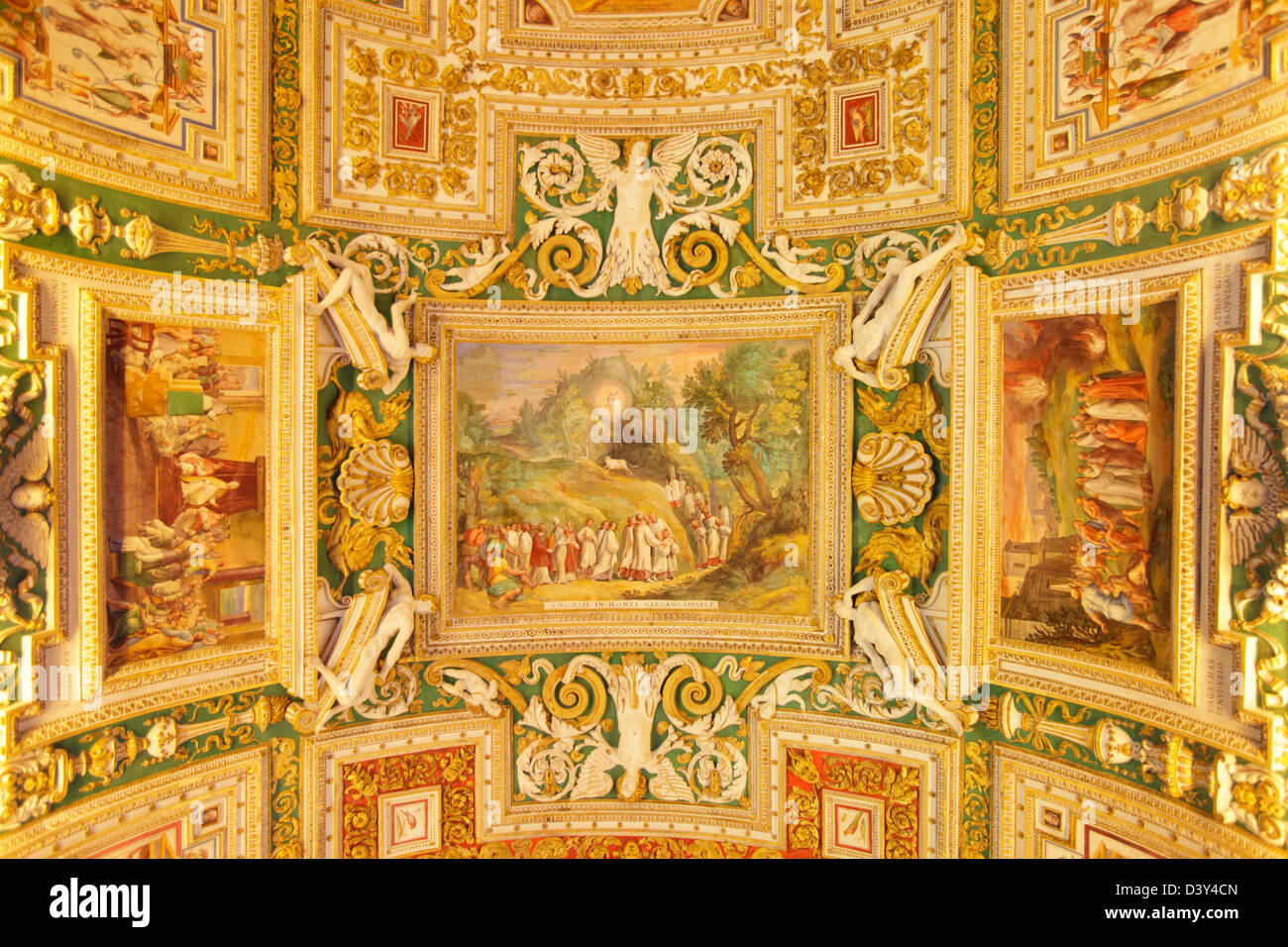Il soffitto della galleria di mappe nel Museo del Vaticano, Roma, Italia Foto Stock