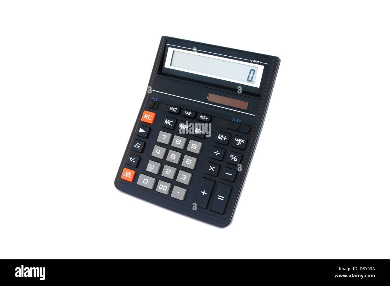 Isolato nero grande office calculator Foto Stock