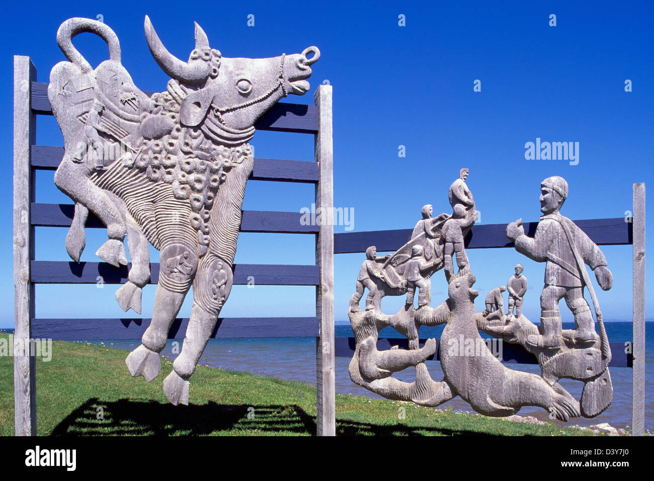 Iles de la Madeleine (Maddalena isole), Quebec, Canada - Sculture in legno a artigiani du Sable su Ile du Havre-Aubert Foto Stock