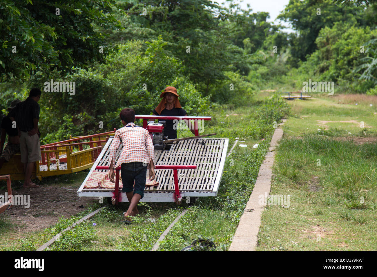 Treno di bambù, Battambang, Cambogia Foto Stock