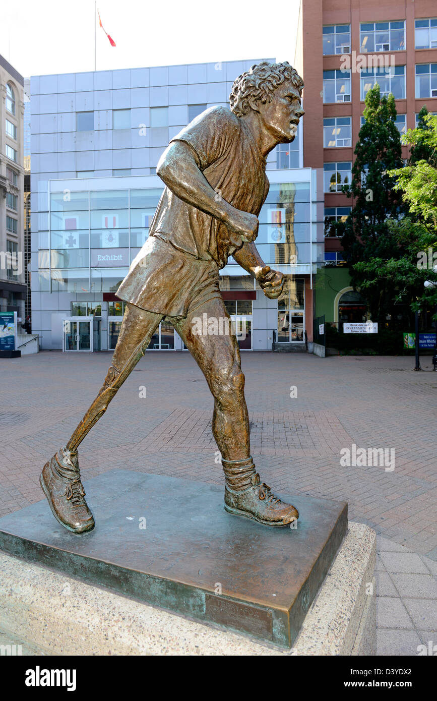 Terry Fox statua Ottawa Ontario Canada capitale nazionale del cancro umanitaria di sensibilizzazione Foto Stock