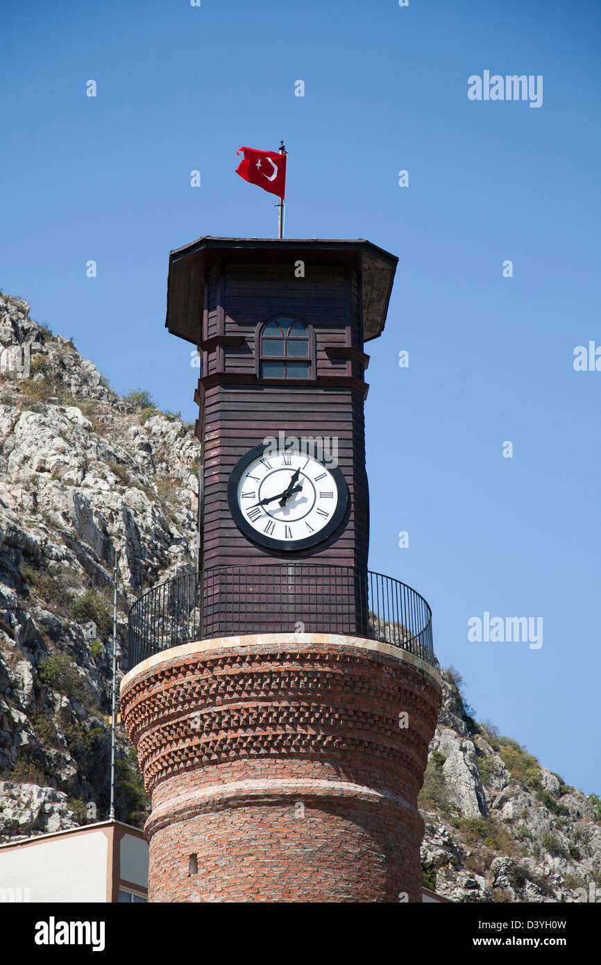 Clock Tower, amasya, Anatolia, Turchia, Asia Foto Stock