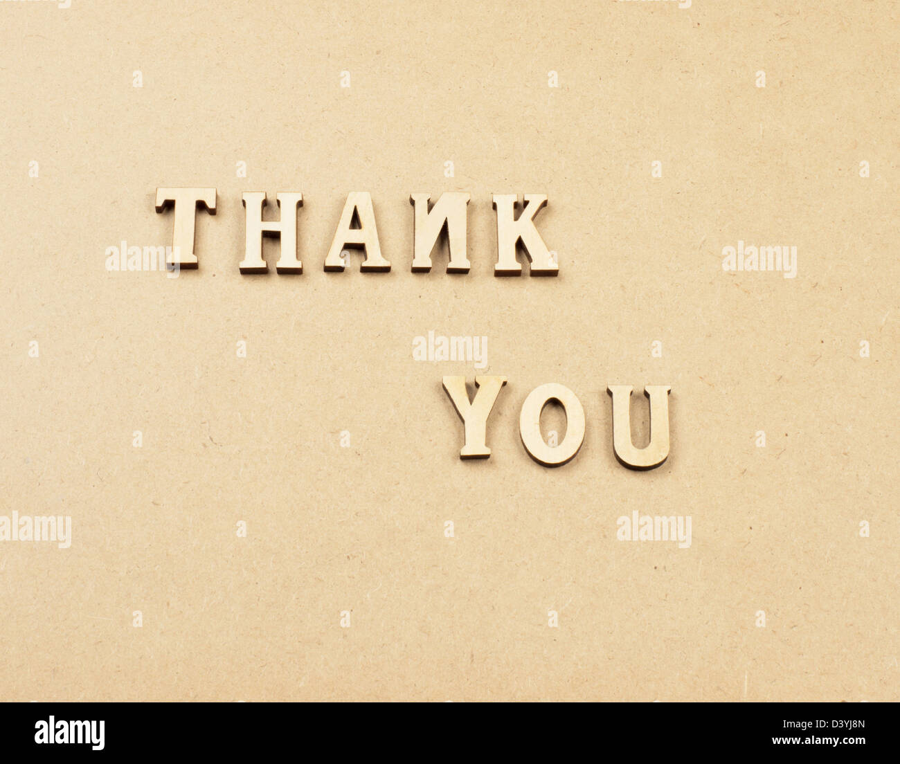 Vi ringrazio per la vostra close-up testo in legno Foto Stock