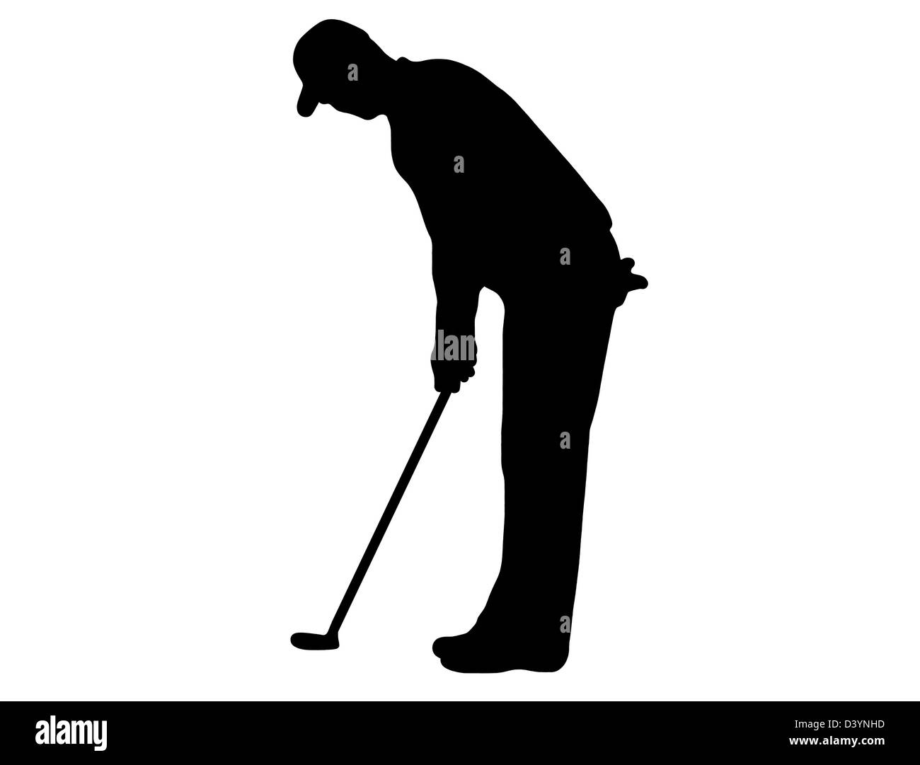 Il Golfer Silhouette isolato Foto Stock