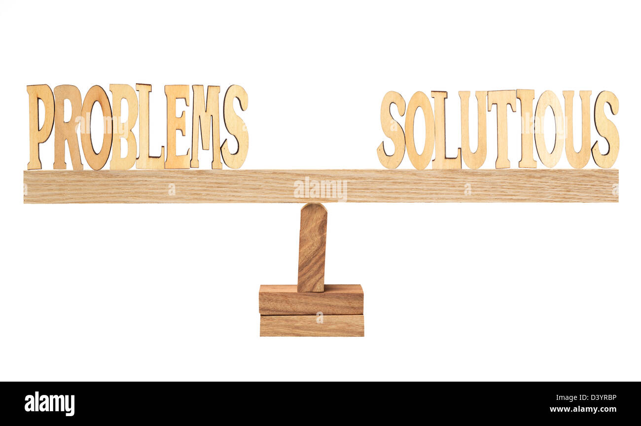 I problemi e le soluzioni per ottenere l'equilibrio. Foto Stock