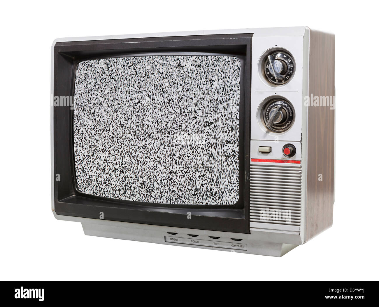 Grungy poco isolato di televisione con schermo statico. Foto Stock