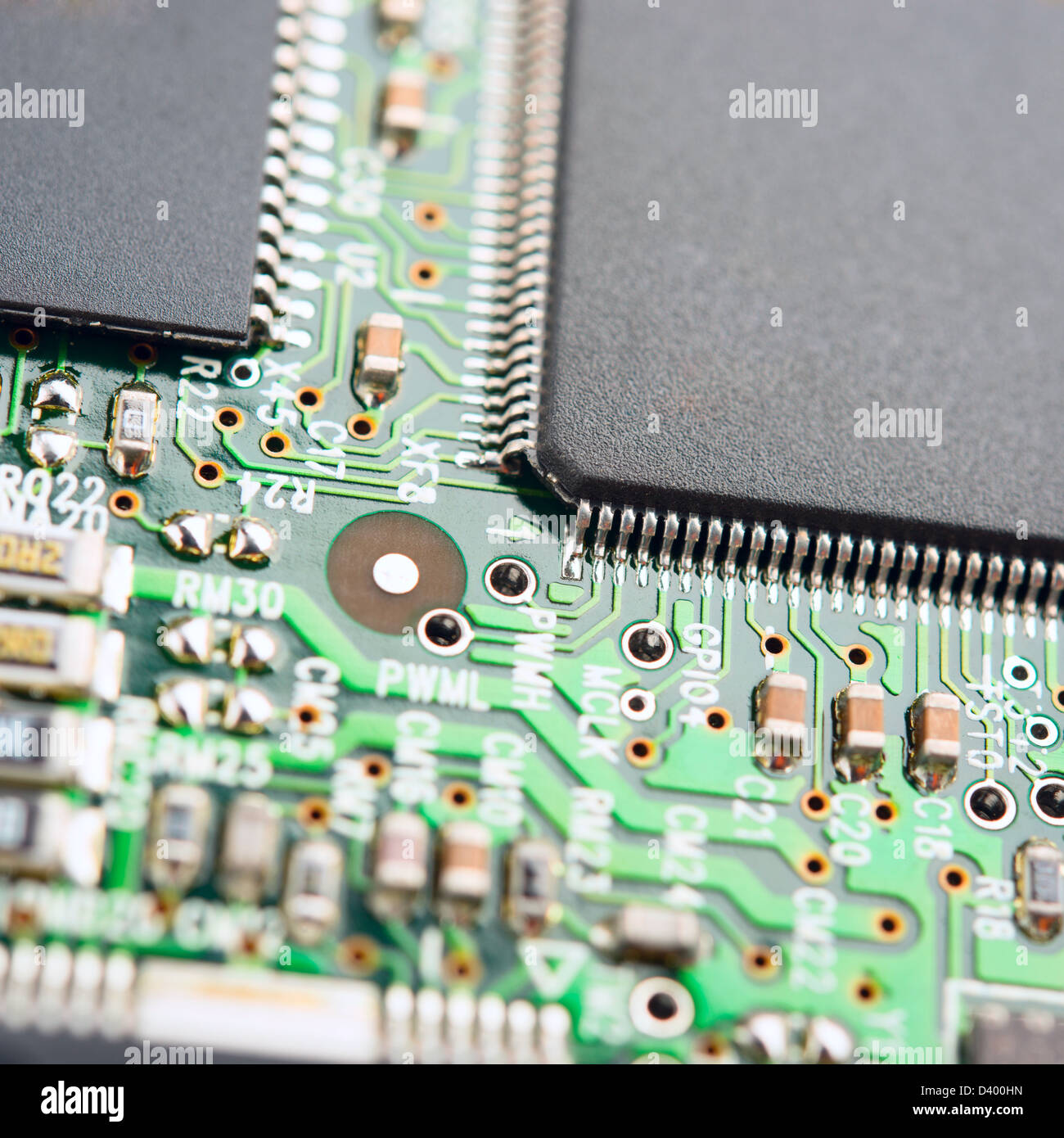 Close-up sul circuito integrato del computer. Foto Stock