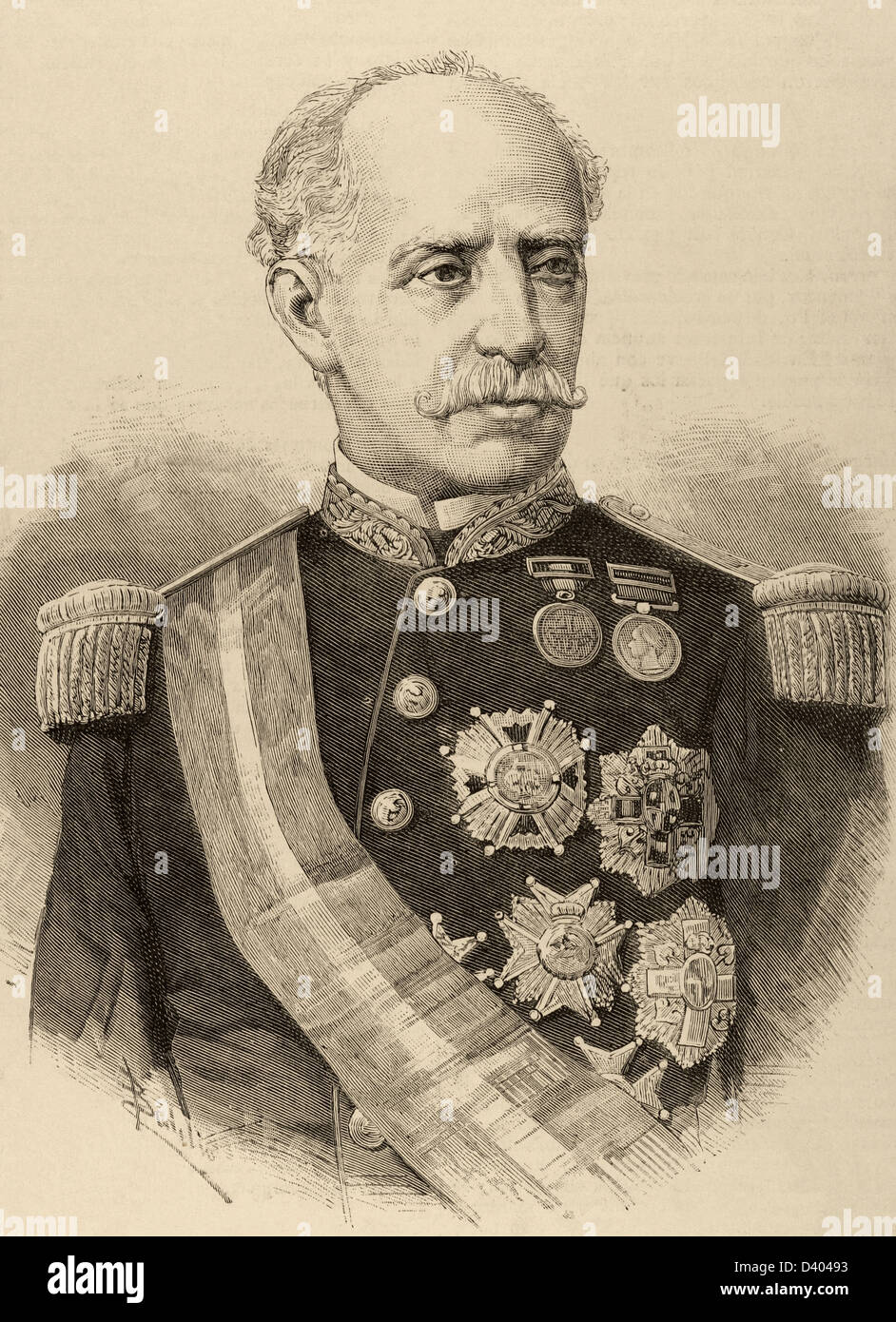 Ignacio María del Castillo (1817-1893). Lo spagnolo militare e politico. Incisione. Foto Stock