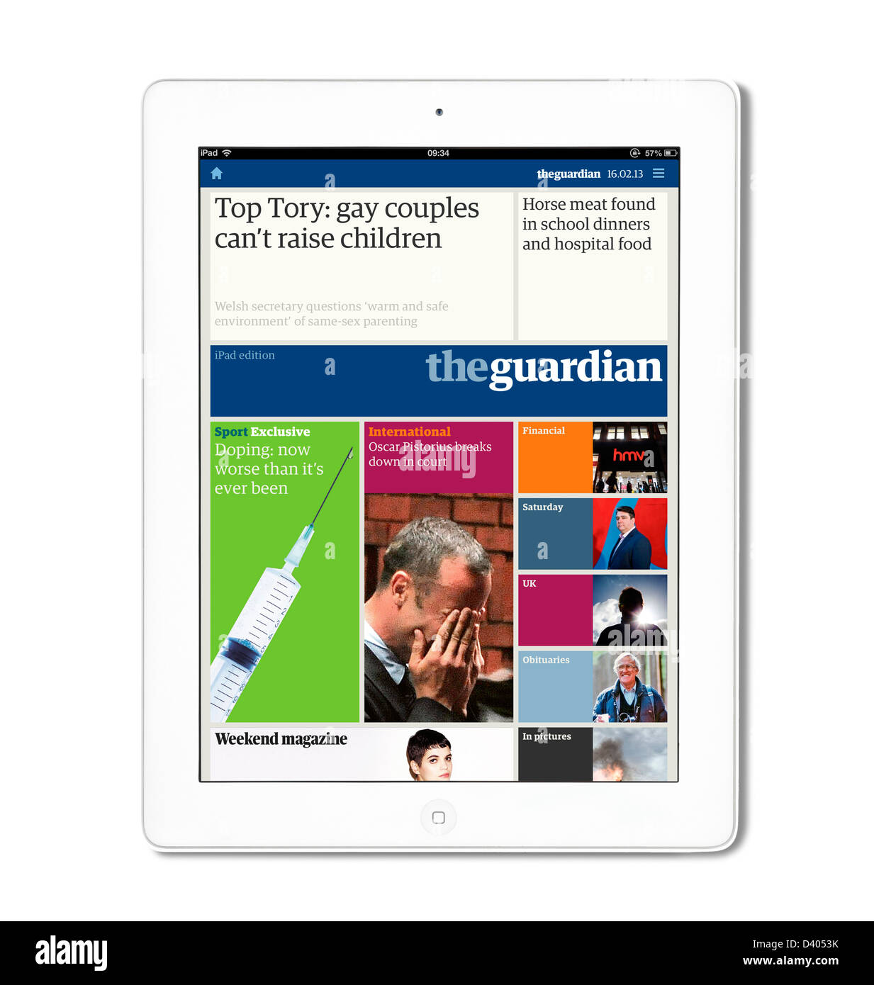 Il quotidiano The Guardian app su una quarta generazione di iPad, REGNO UNITO Foto Stock