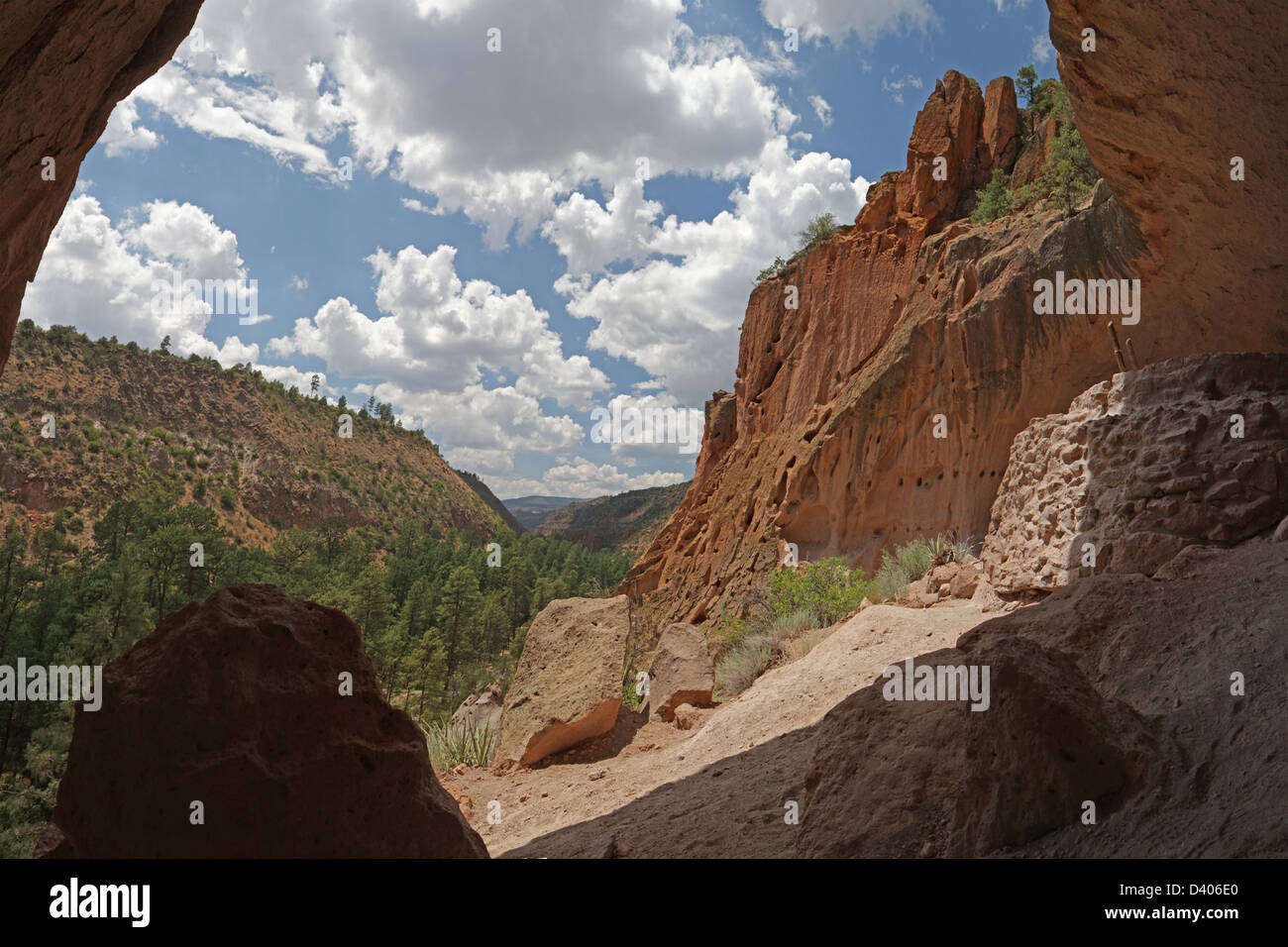 Vista dall'Alcova Casa di Bandelier National Monument Foto Stock