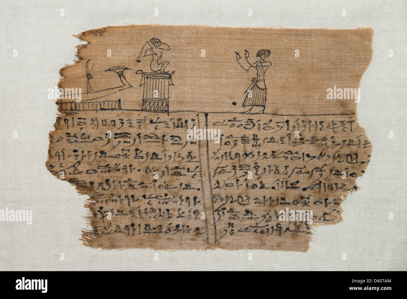 Estratto dall'antica egiziana del Libro dei Morti in esposizione presso il Royal Ontario Museum di Toronto, Canada. Foto Stock