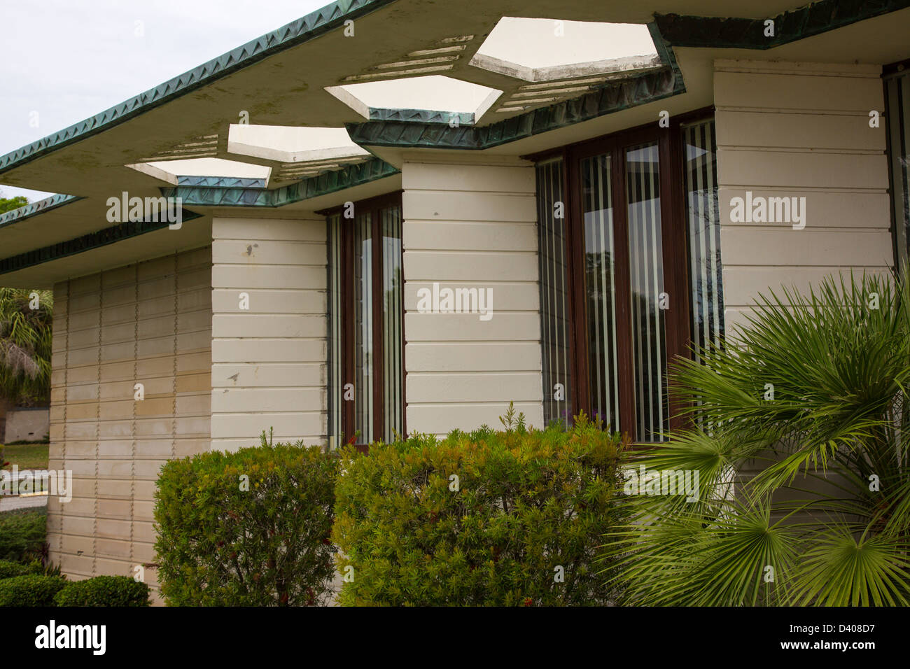 I dettagli di costruzione su Frank Lloyd Wright progettato bambino del sole del sud della Florida college campus in Lakeland FL Foto Stock
