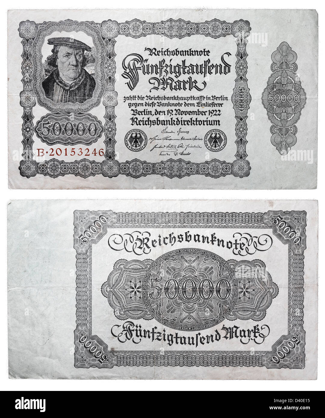 50000 banconota Burgermaster Brauweiler, Germania, 1922 Foto Stock