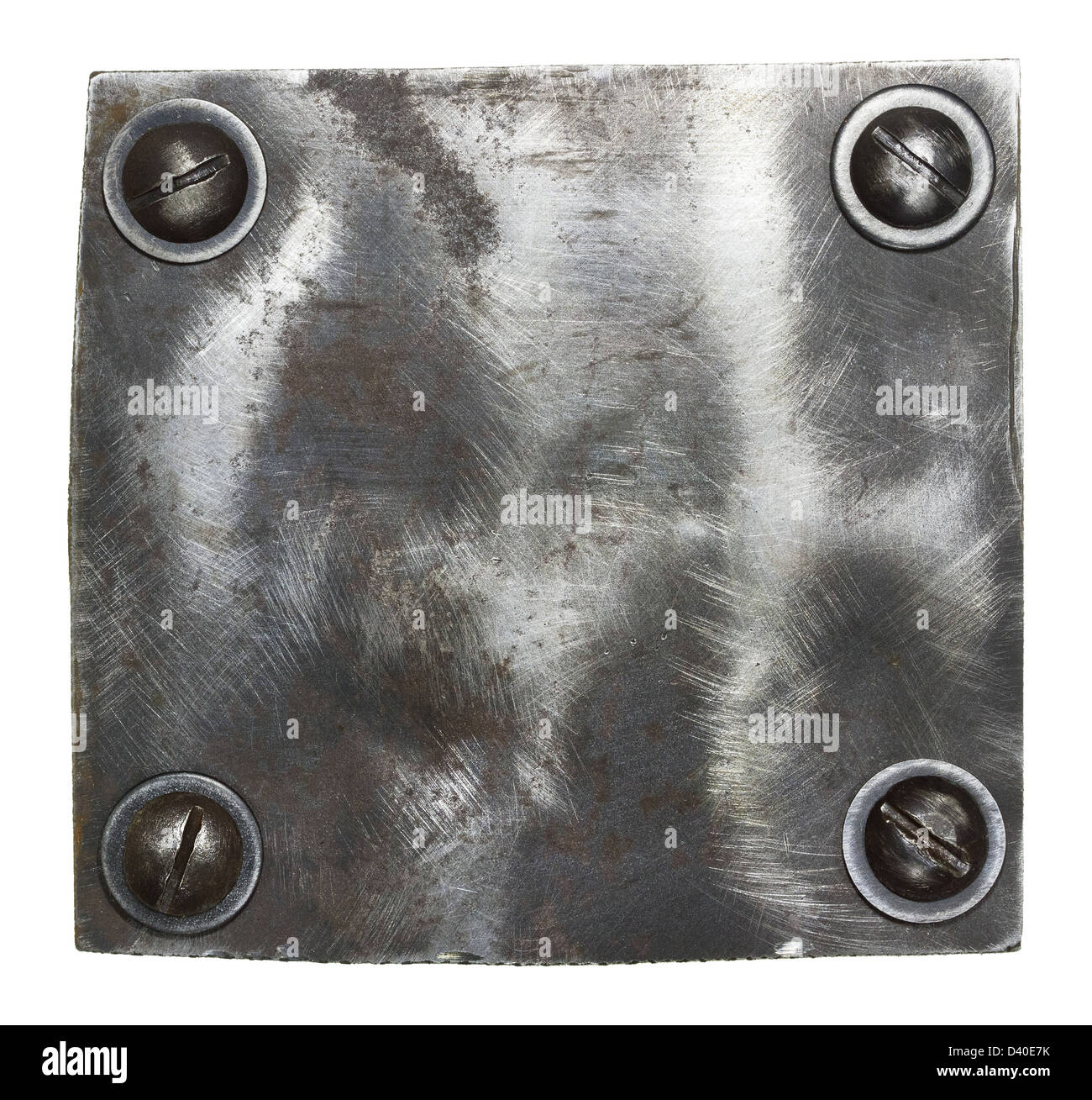 Metallo arrugginito texture della piastra con le viti. Foto Stock