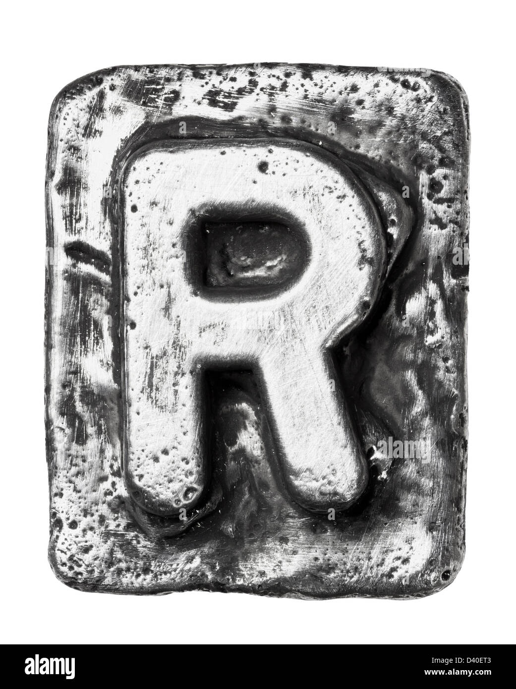 Lega di metallo alfabeto lettera R Foto Stock