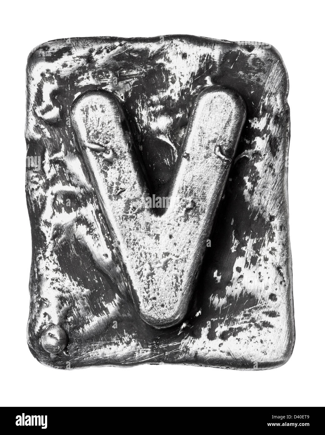 Lega di metallo alfabeto lettera V Foto Stock