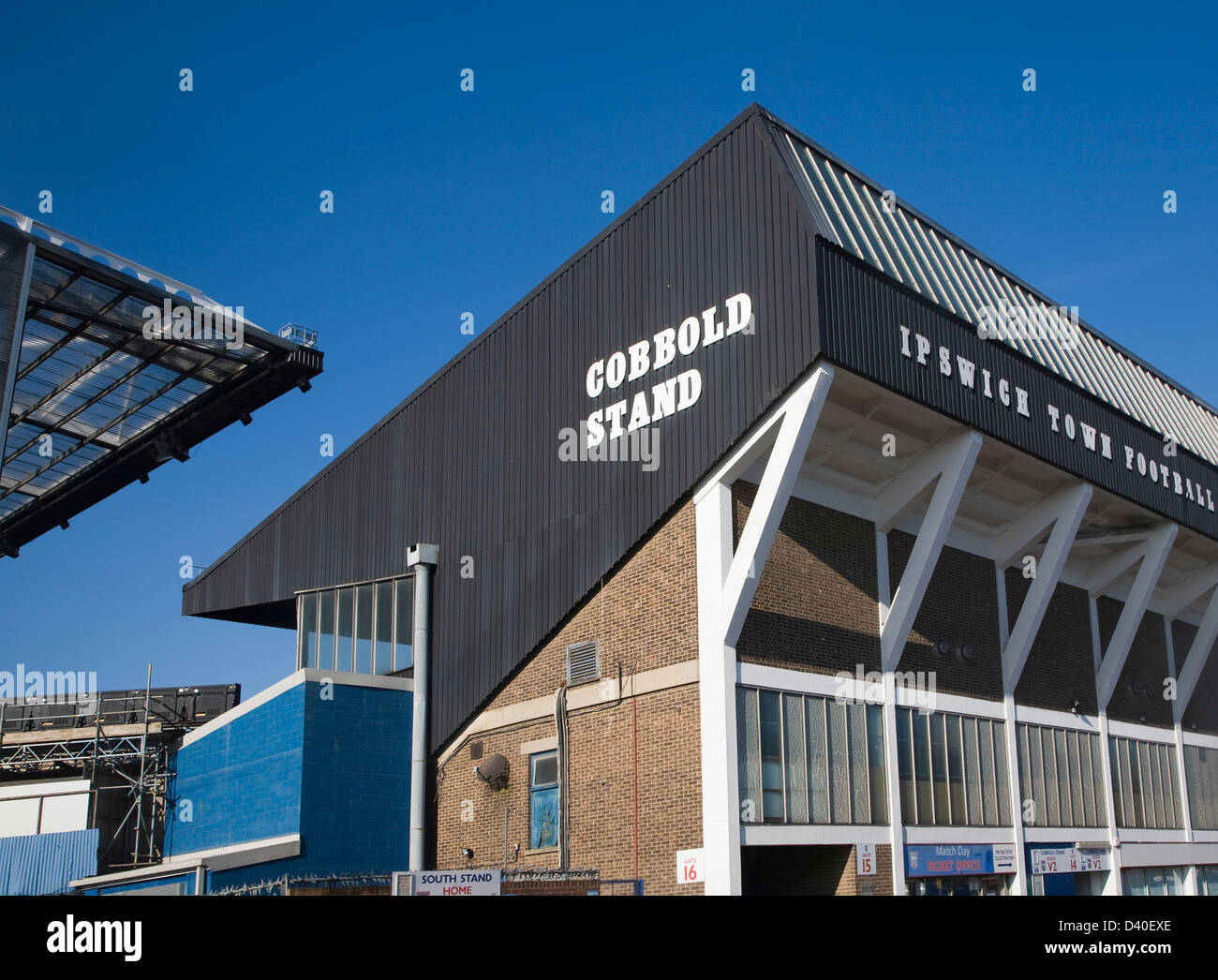 Cobbold Stand Ipswich Town football club stadium, Portman Road, Ipswich, Suffolk, Inghilterra Foto Stock