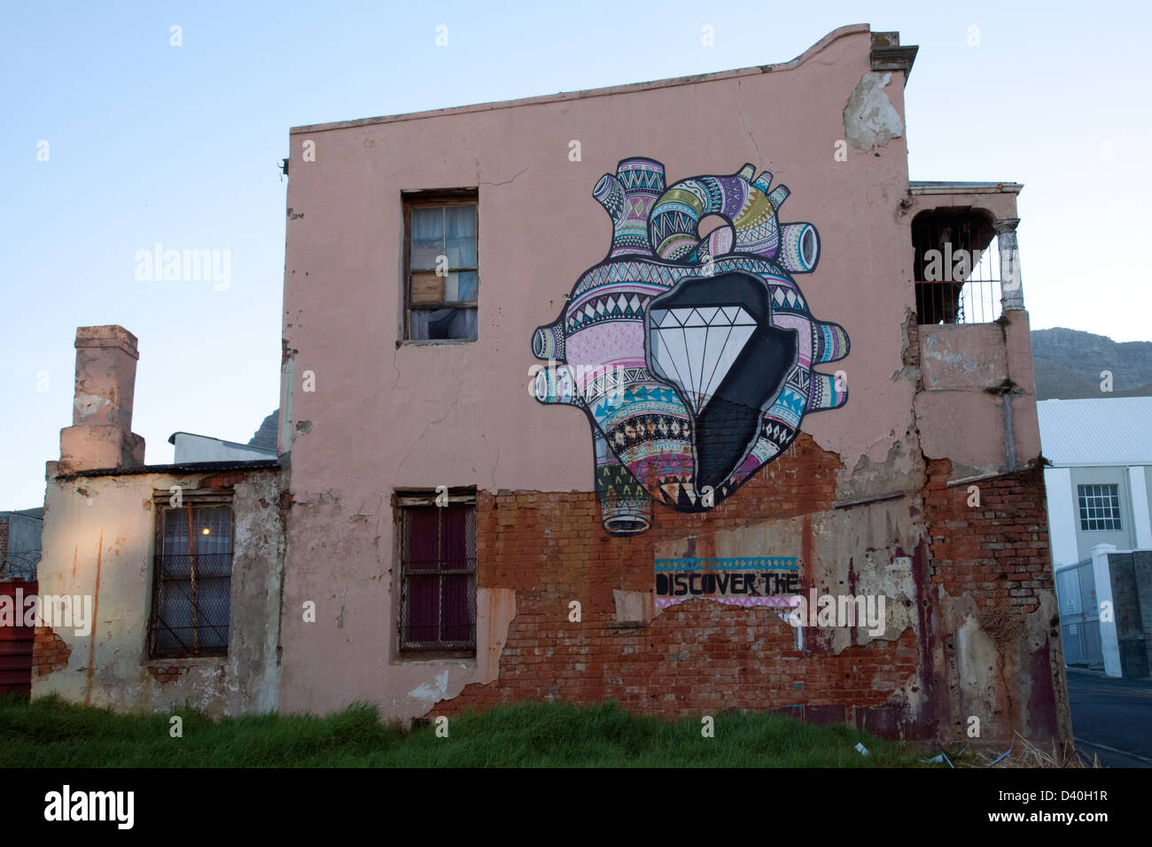 Diamond cuore dell Africa Graffiti a Woodstock - Cape Town Foto Stock