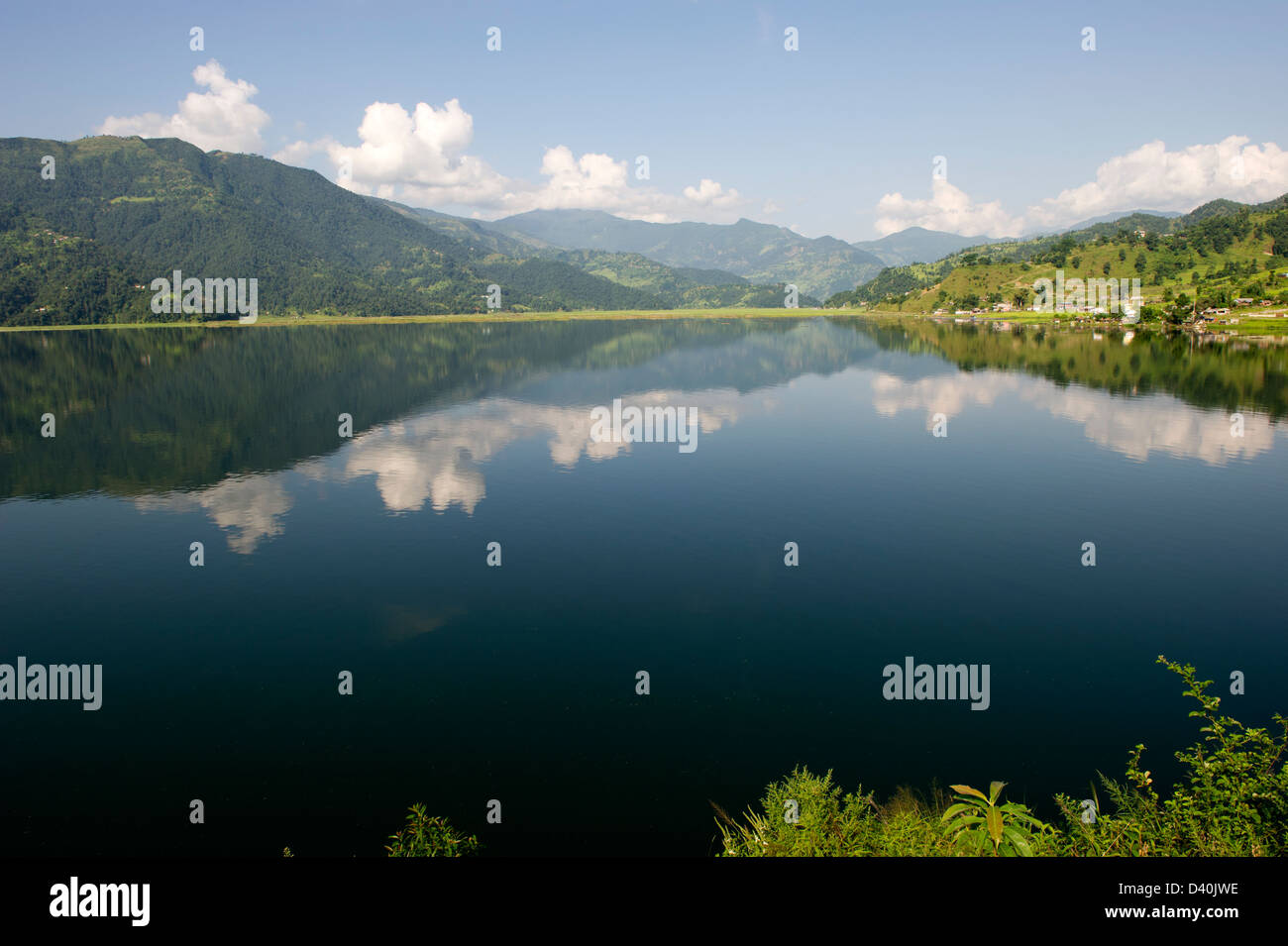 Fewa Lake in Pokhara, Nepal Foto Stock