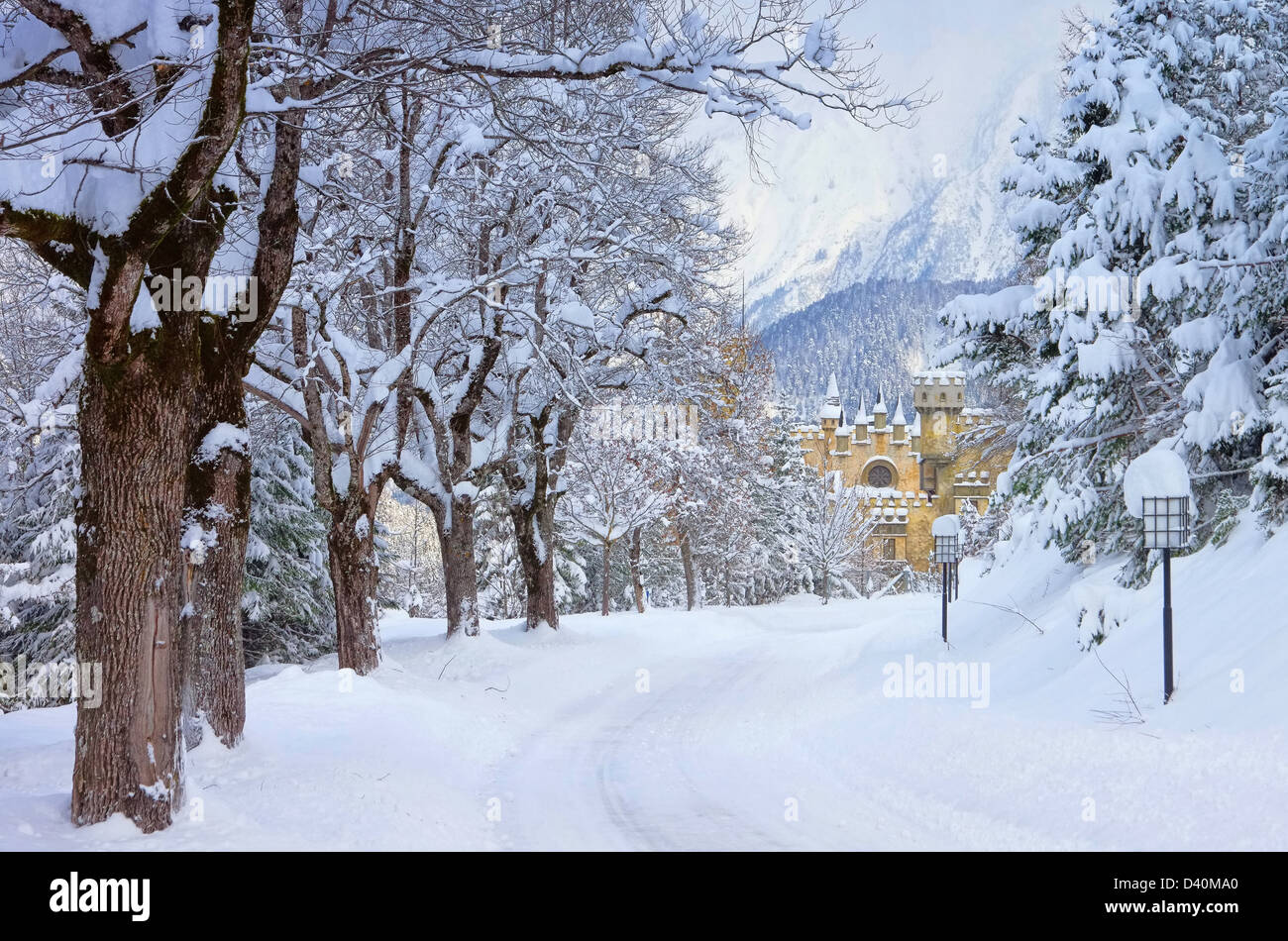 Seefeld Inverno Burg - castello di Seefeld in inverno 01 Foto Stock