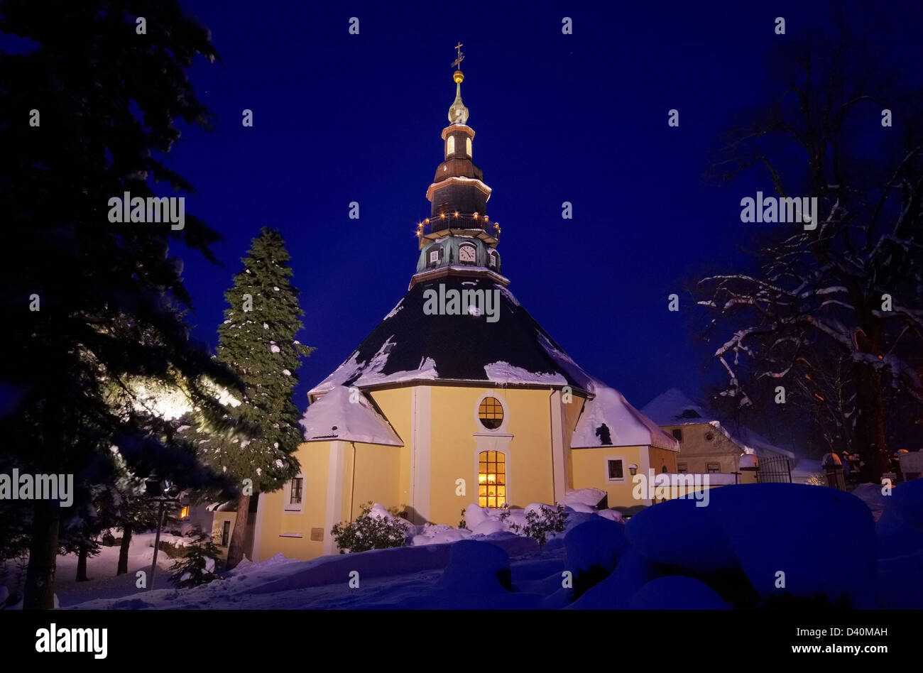 Seiffen Kirche inverno - Seiffen chiesa in inverno 01 Foto Stock
