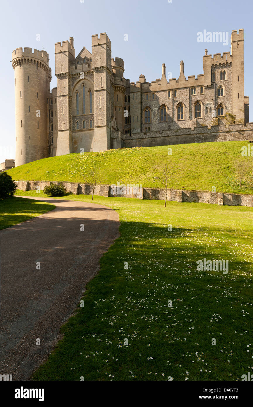 Castello di Arundel, West Sussex England Regno Unito in prima serata Foto Stock