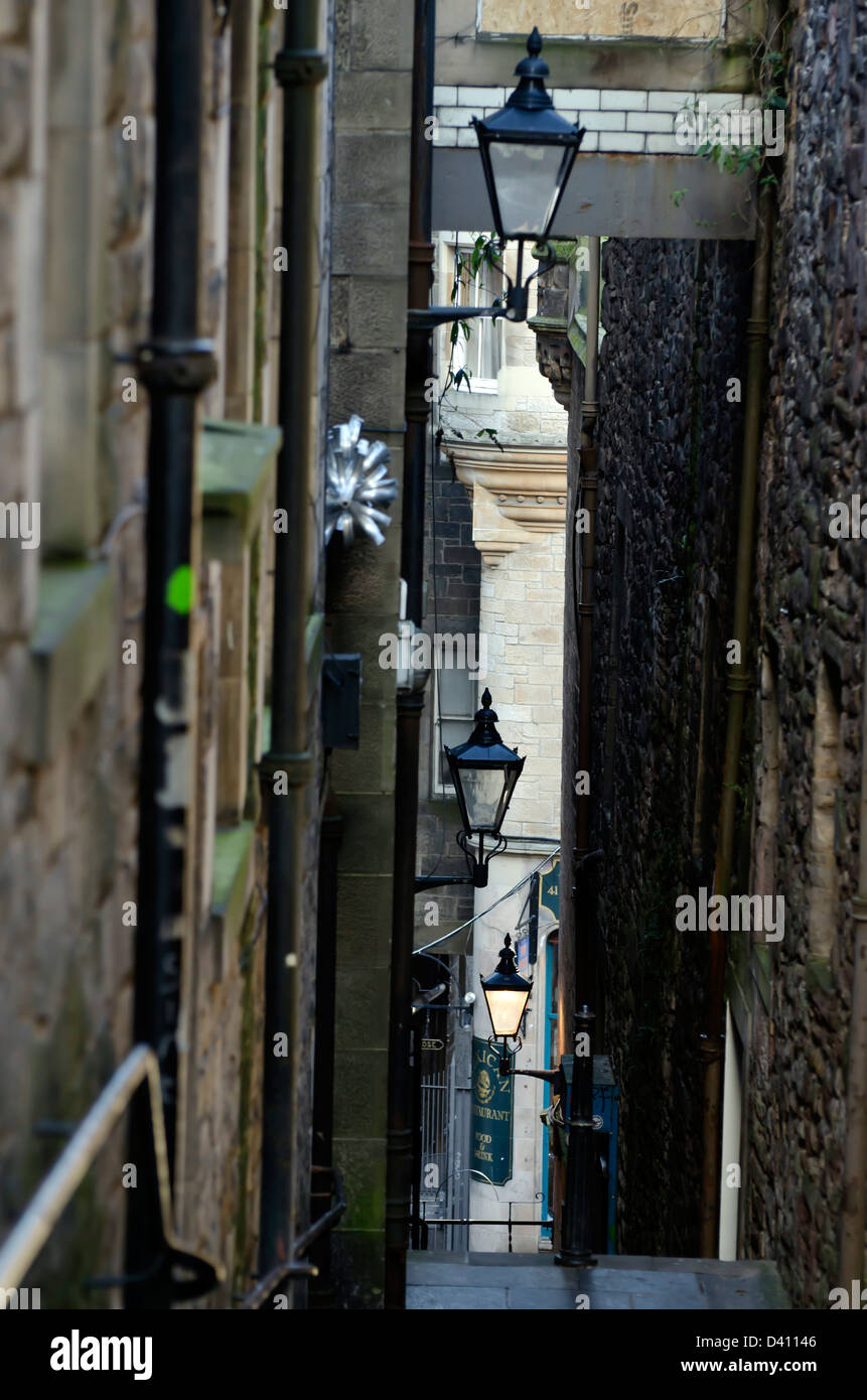 Le lampade in Anchor vicino, off the Royal Mile di Edimburgo, in Scozia. Foto Stock