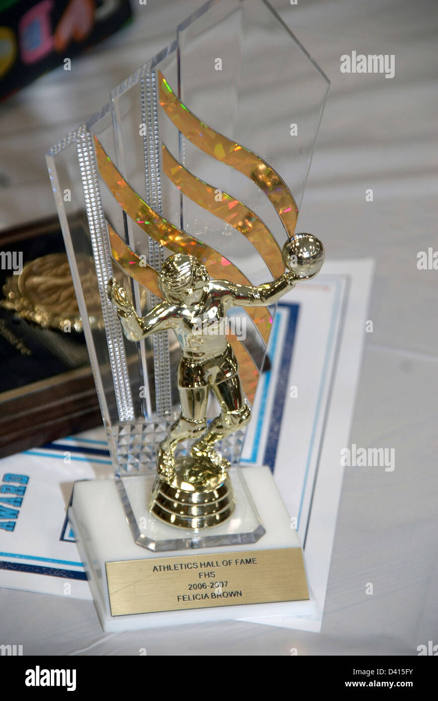 Un atletico Hall of Fame trophy Foto Stock