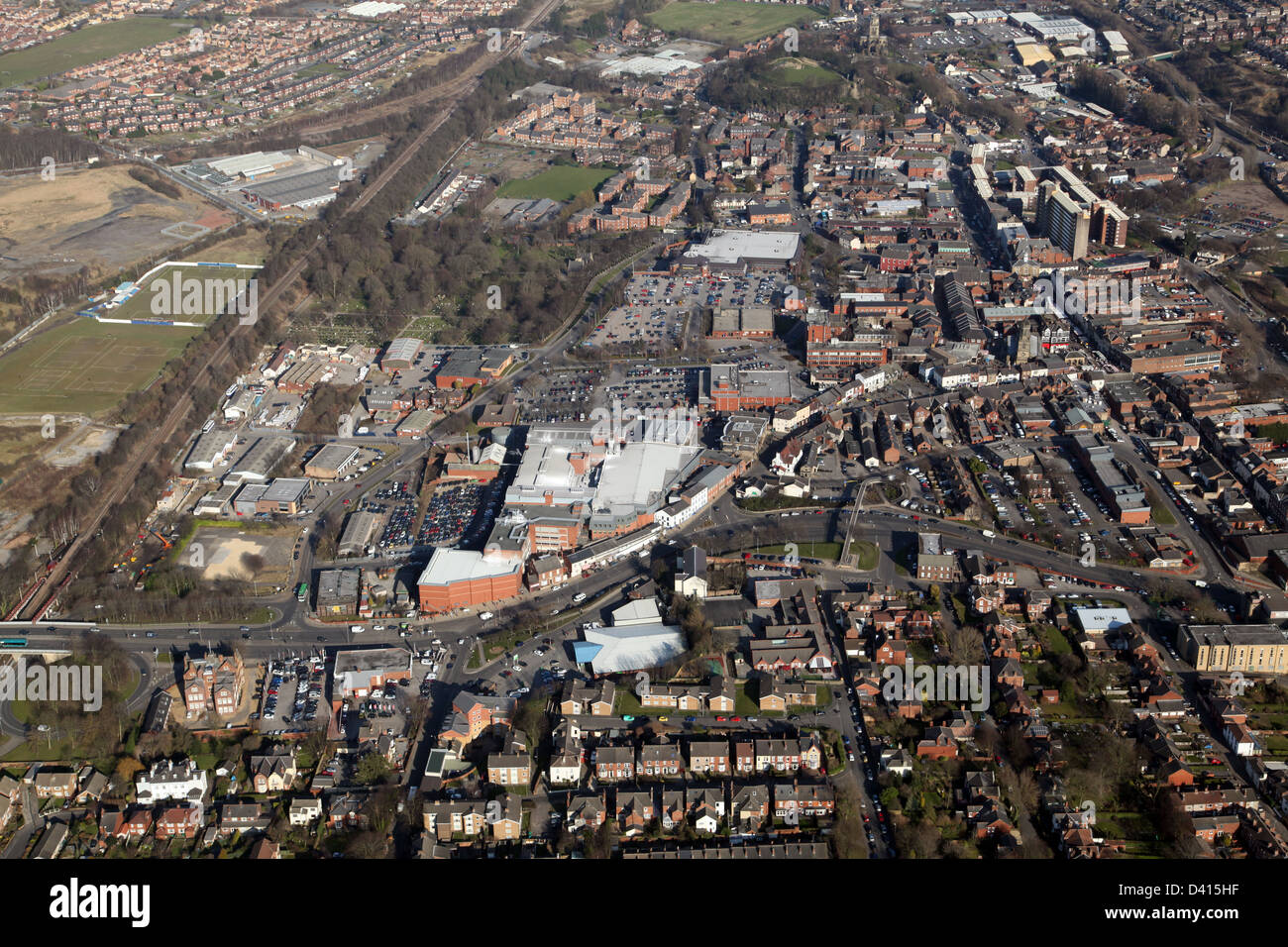 Vista aerea di Pontefract nel West Yorkshire Foto Stock
