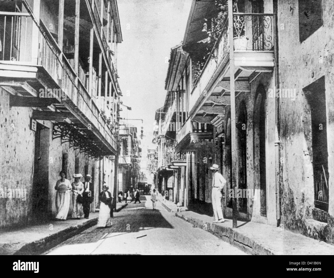 Strada tipica scena, Panama City, Panama, circa 1914 Foto Stock