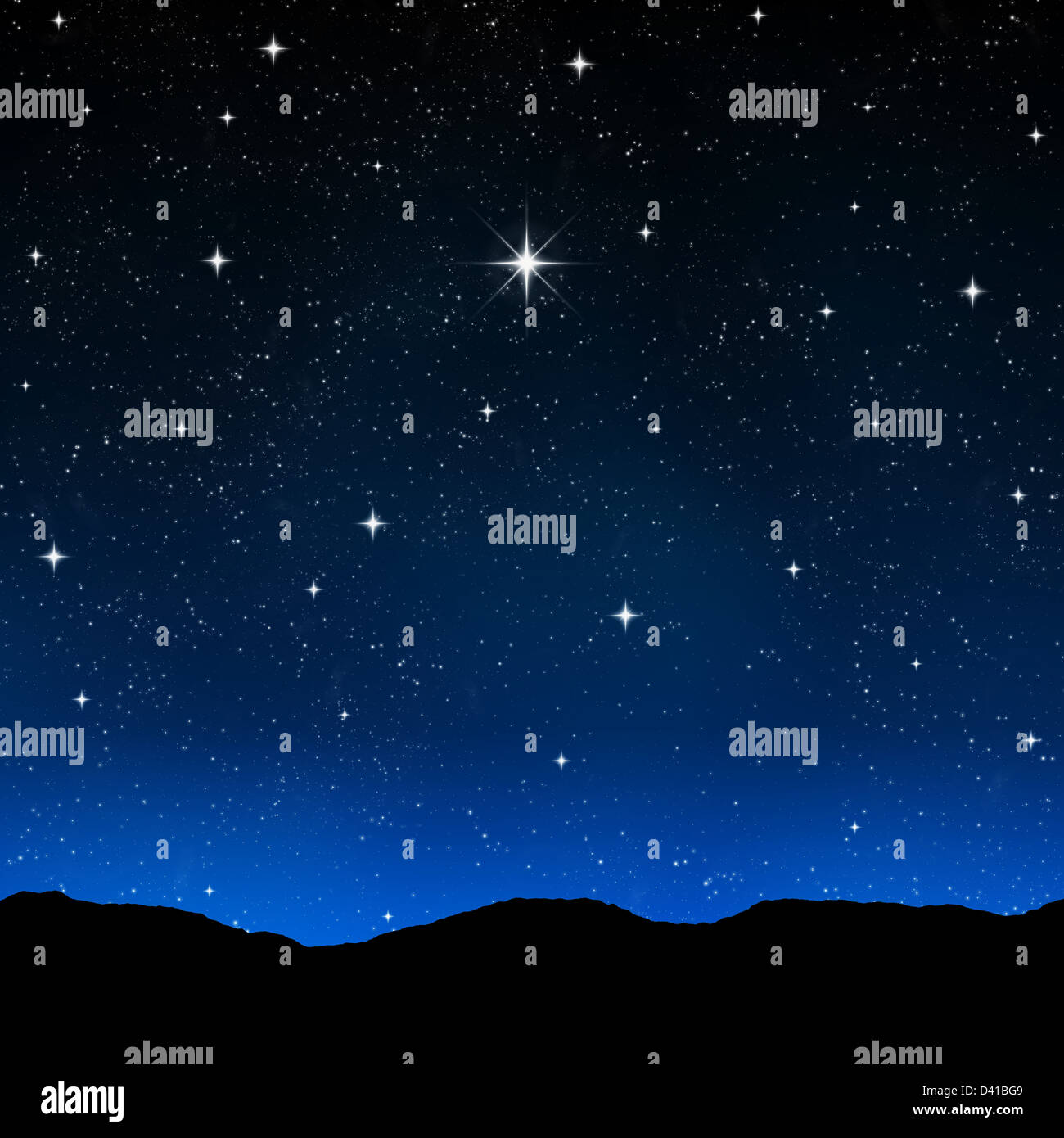 Cielo stellato di notte con un luminoso che intendono star Foto Stock