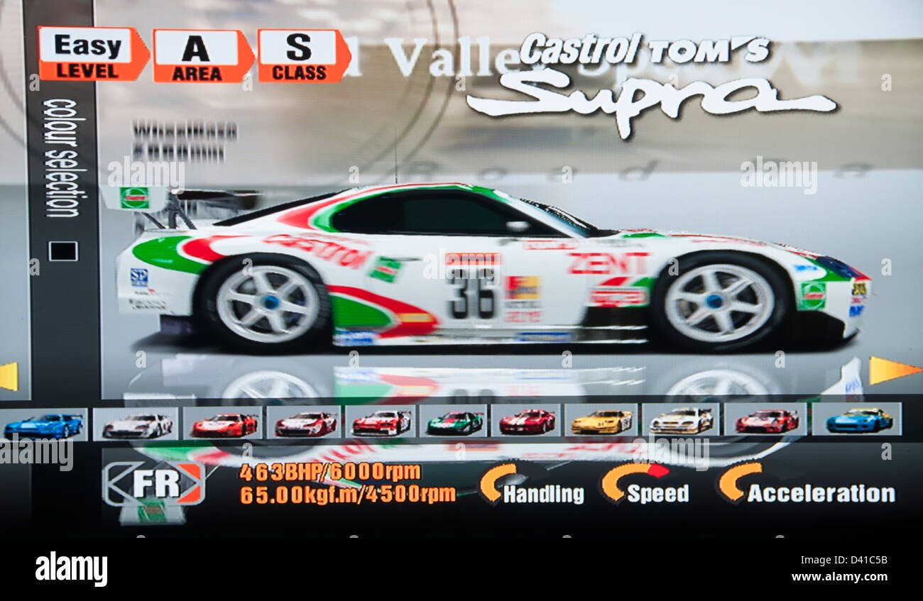 Gran Turismo, GT GT1 calcolatore video gioco, scelta vetture Foto Stock