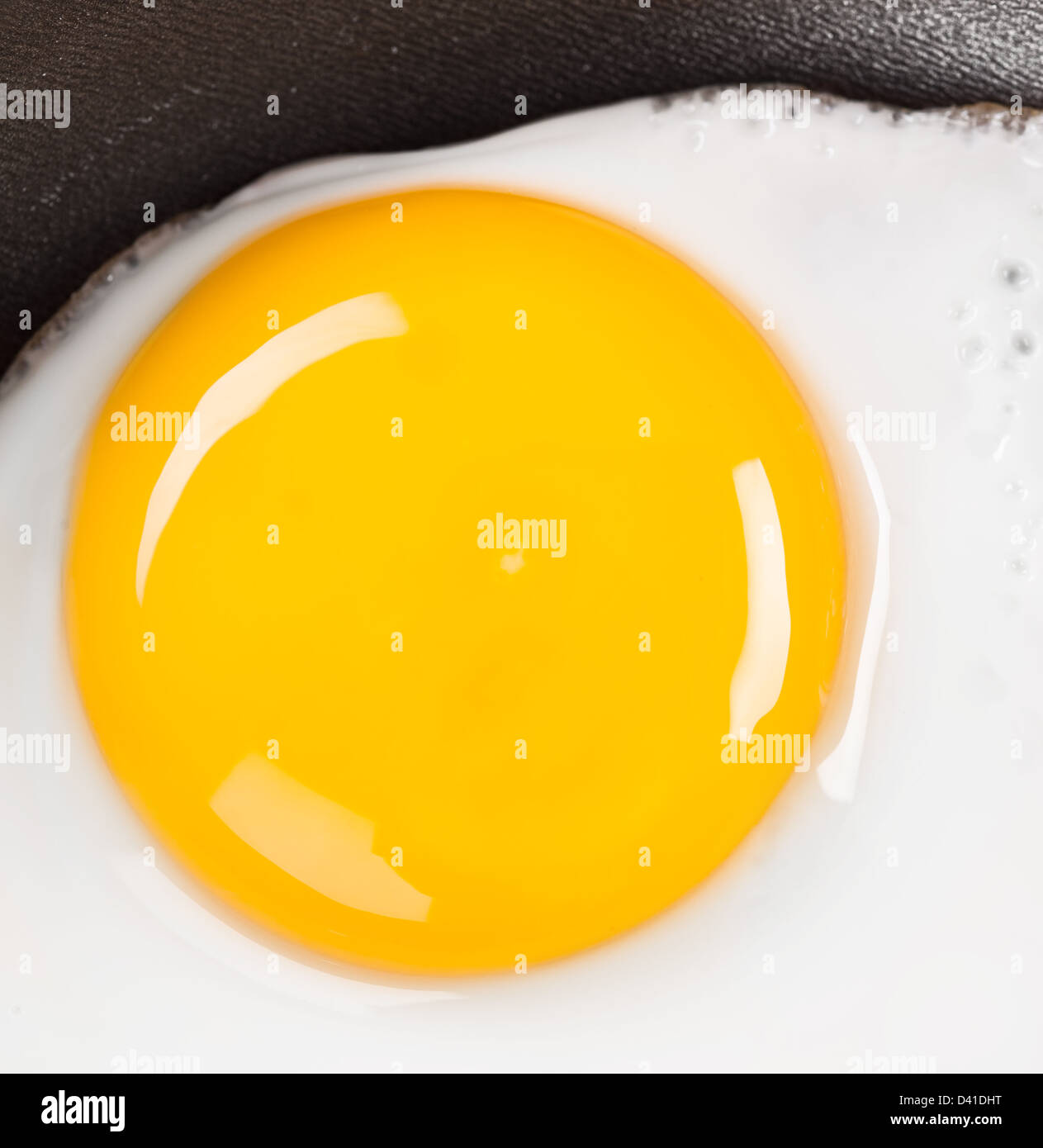 Foto di uova fritte close up, prima colazione Foto Stock
