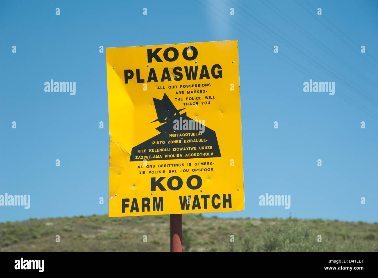 KOO Farm Guarda avviso su South African terreni agricoli Foto Stock