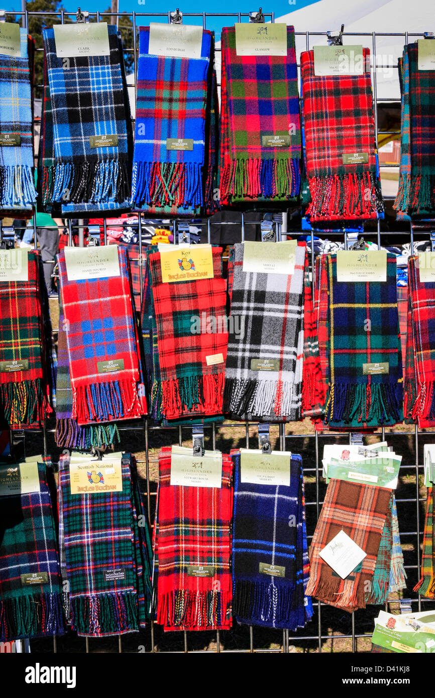 Scottish Tartesi sulla vendita a Sarasota Highland Games Florida Foto Stock