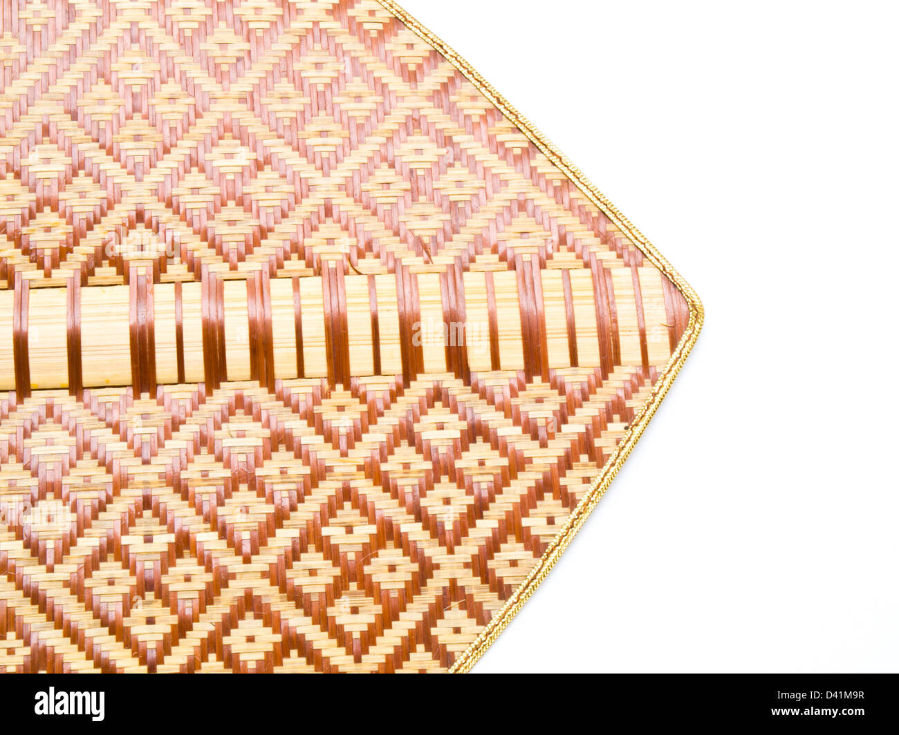 L'arte astratta Asia sfondo sfondo marrone di bambù closeup cultura artigianato decor e design elemento dettaglio ventola telaio in fibra ma fatti a mano Foto Stock