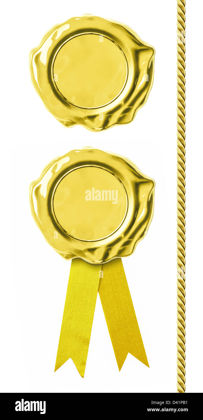 Golden set di guarnizioni Foto Stock